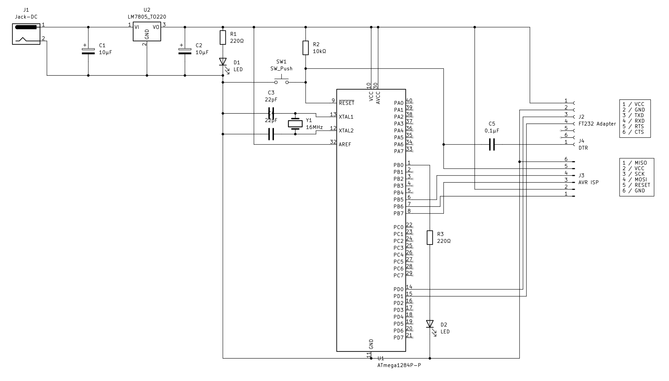 ATmega 1284p Minimal System Schematic