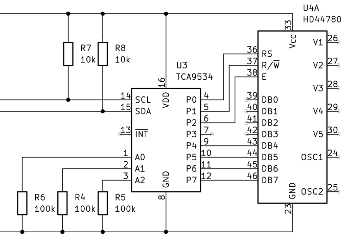 I2C->TCA9534->HD44780U